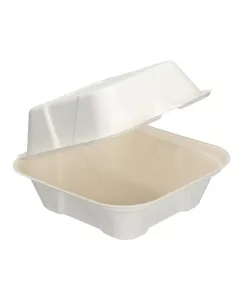 6&quot; x 6&quot; White Moulded Fibre Clamshell Box x 50