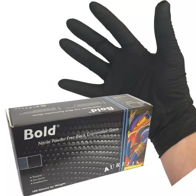 Bold Black Nitrile Gloves, 100 per case