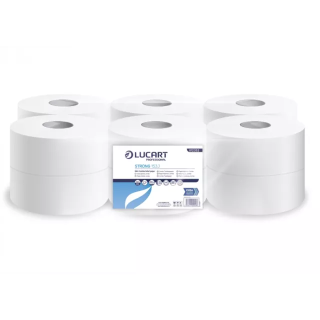 Mini Jumbo toilet rolls, 150 metre roll x 12 rolls