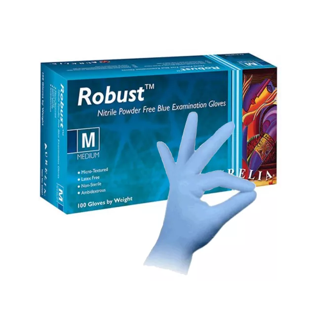 Robust Blue Nitrile Gloves, Powder Free